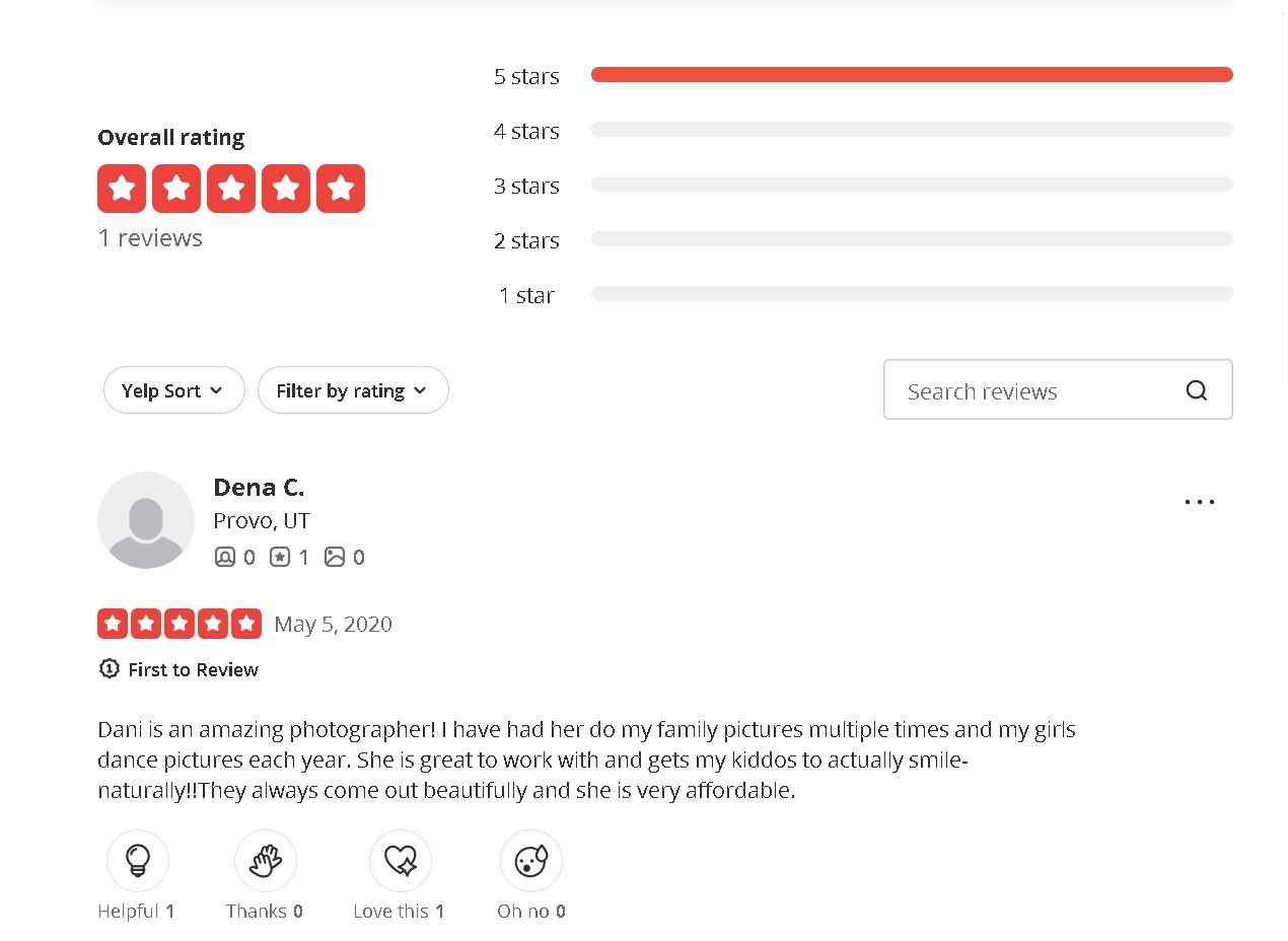 A Yelp review page showing a one-star rating and customer feedback about a business.