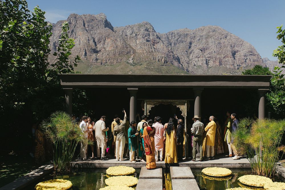 Outdoor ceremony setup at Johannesdal 1207 Haldi Mehndi