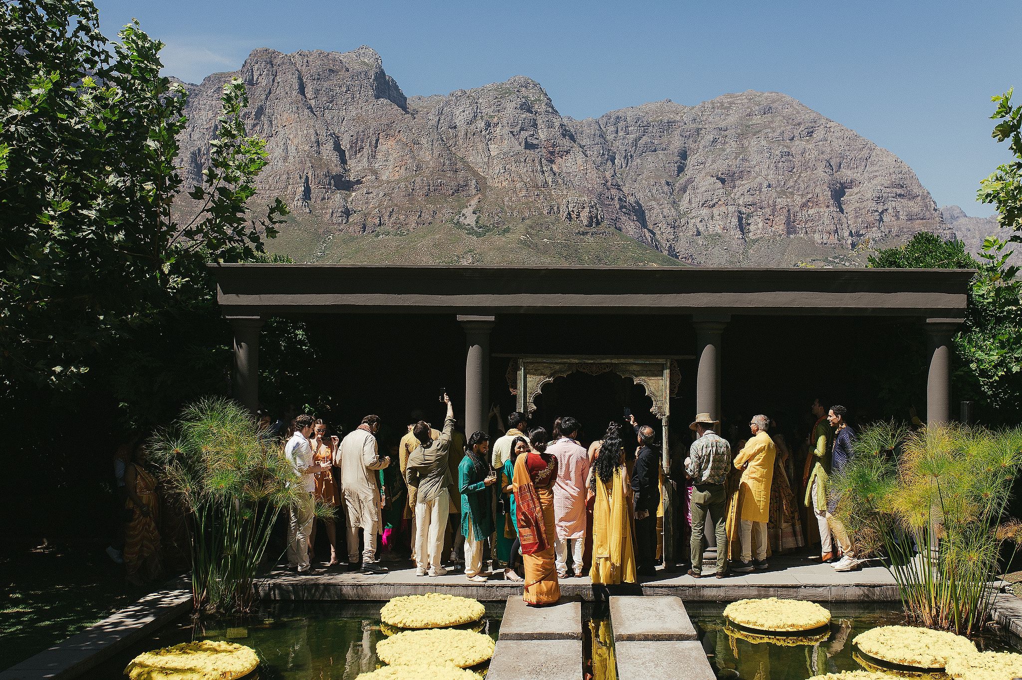 Outdoor ceremony setup at Johannesdal 1207 Haldi Mehndi
