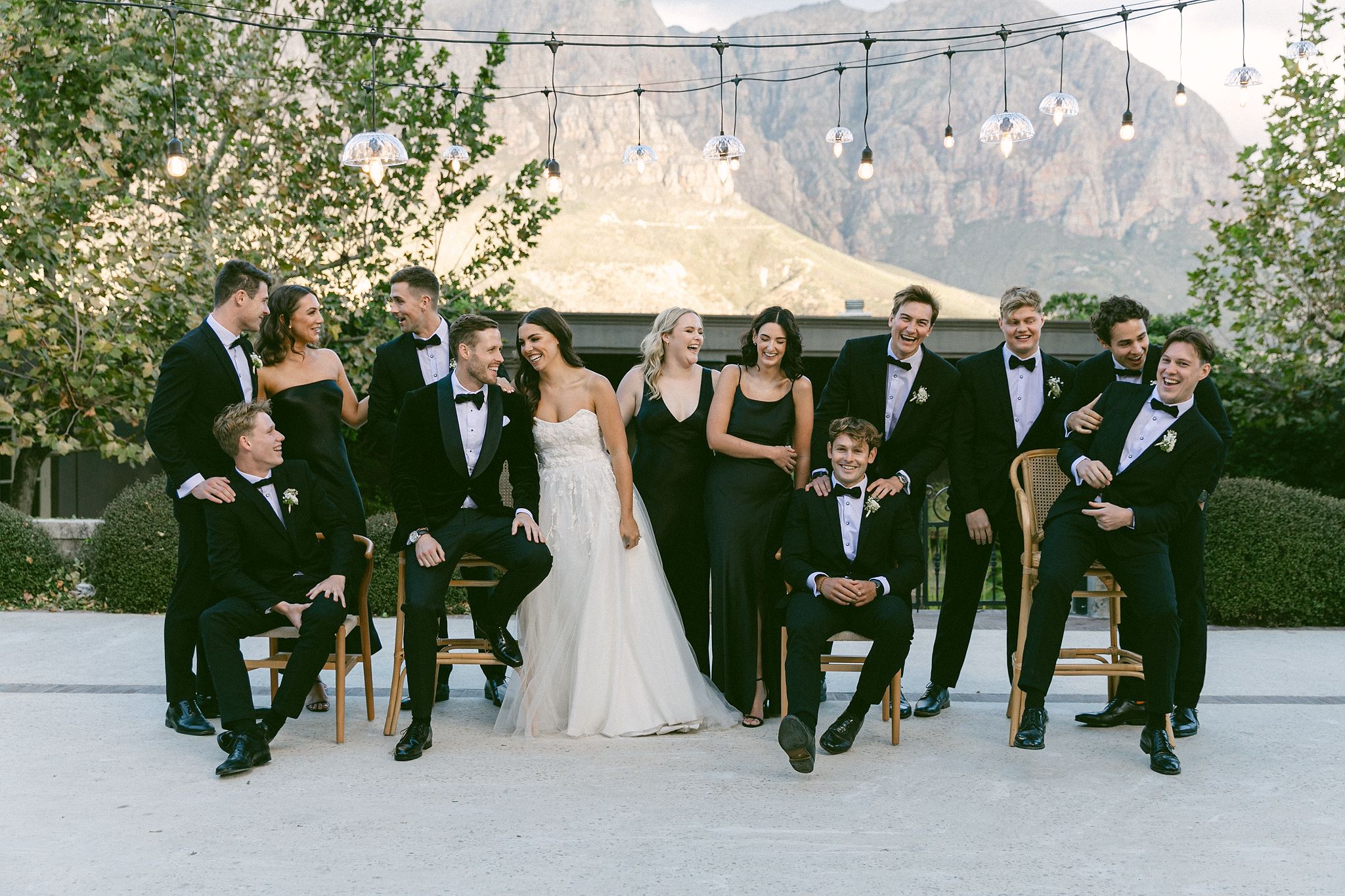Bridal party group photo at Johannesdal 1207 Cape Winelands wedding