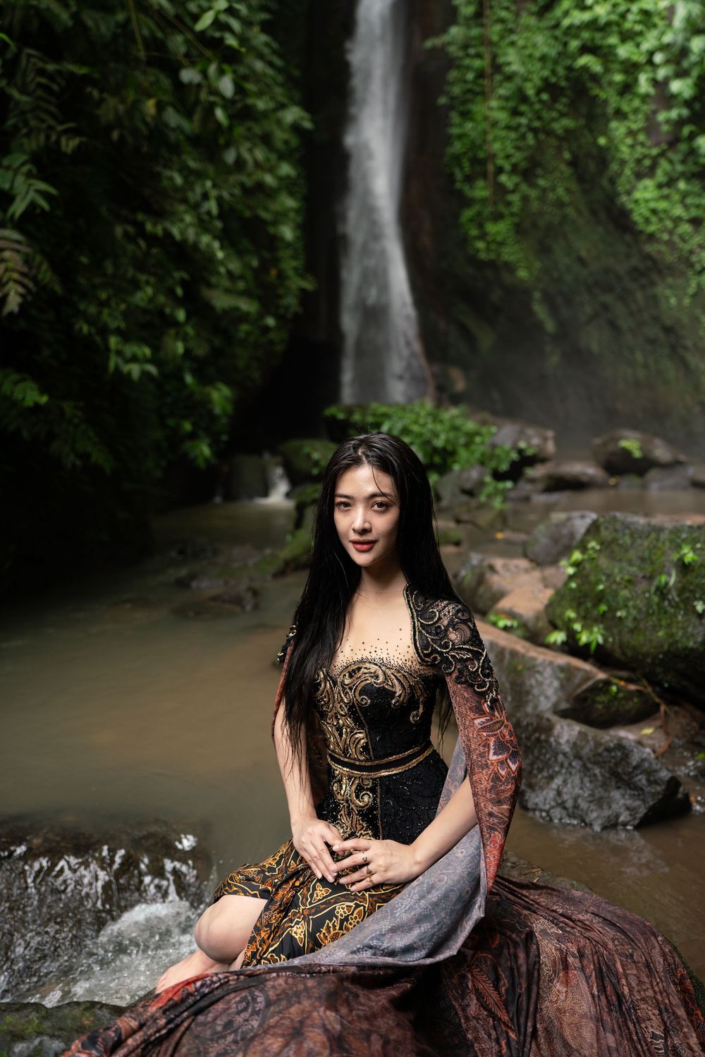Personal branding photography at Leke-Leke Waterfall, Bali.