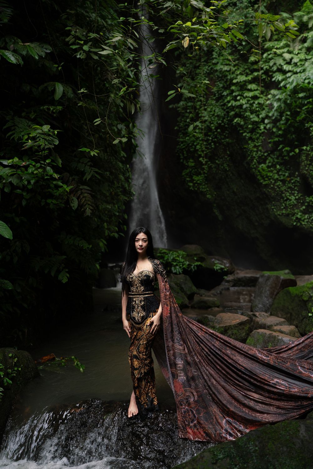 Personal branding photography at Leke-Leke Waterfall, Bali.