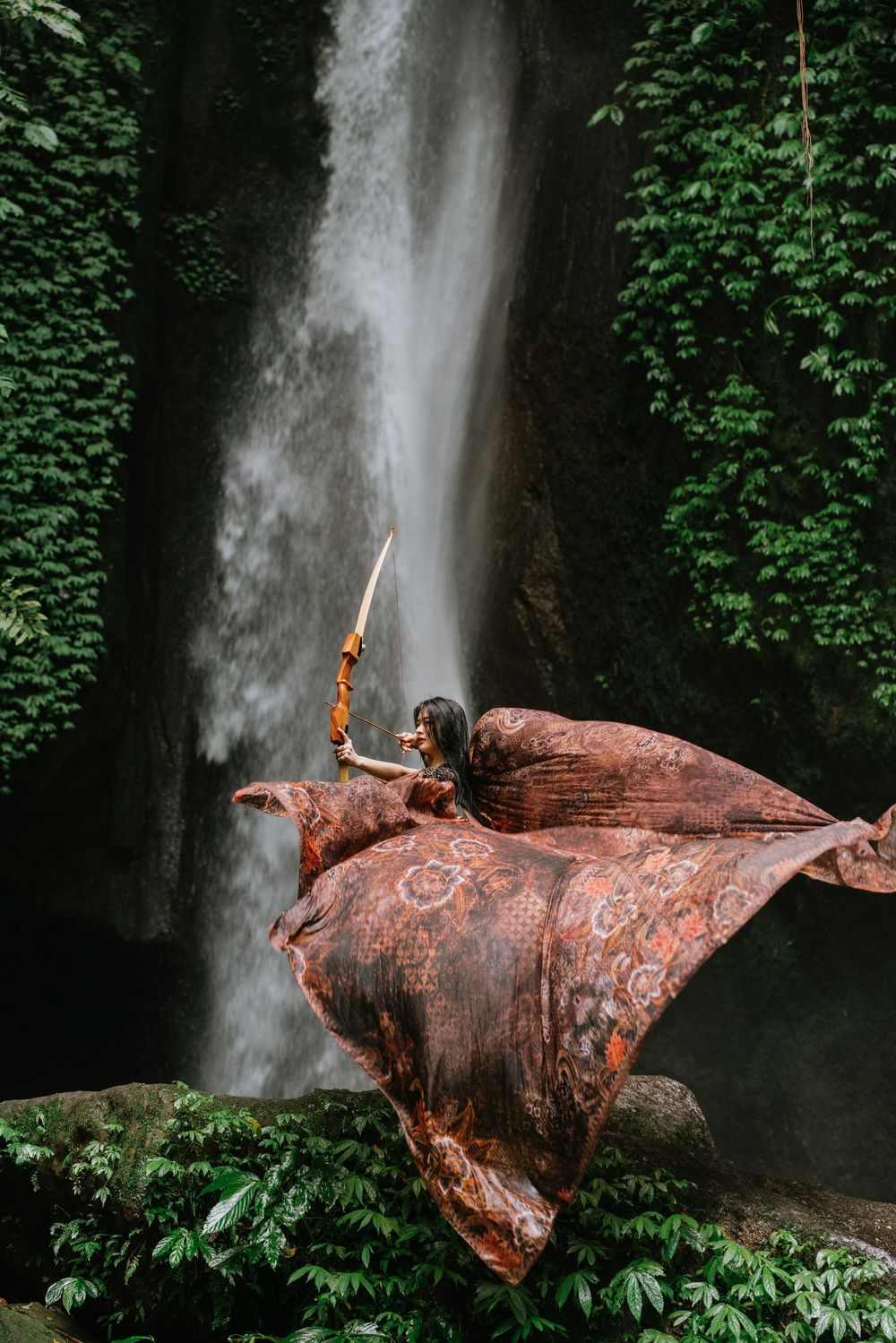 Personal branding photography at Leke-Leke Waterfall, Bali.