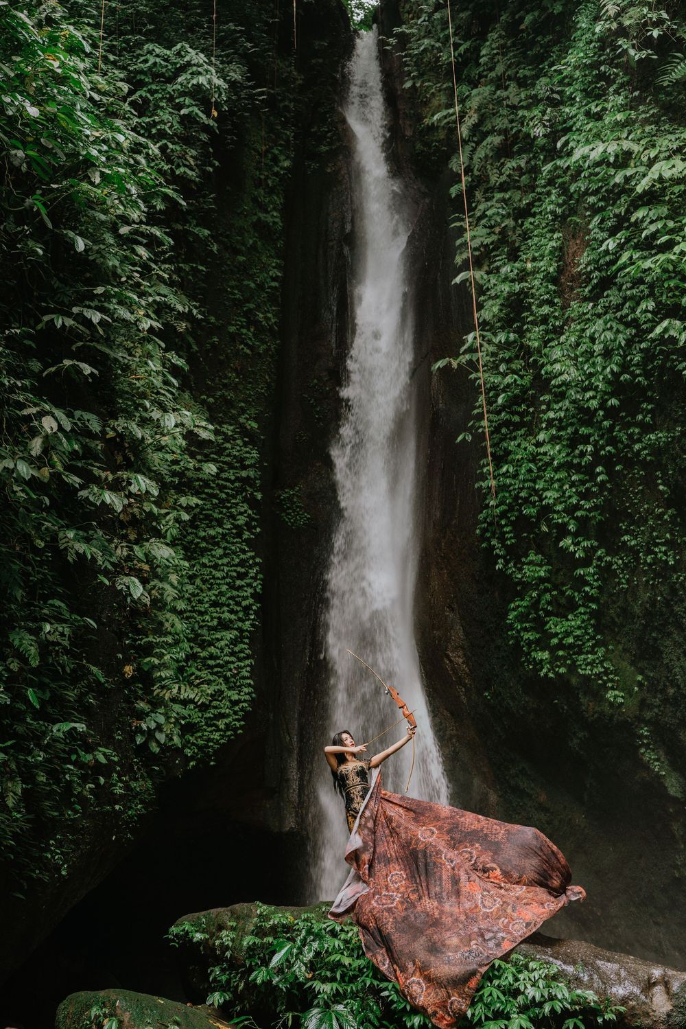Personal branding photography at Leke-Leke Waterfall, Bali.
