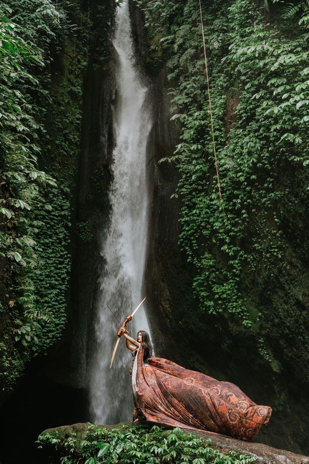 Personal branding photography at Leke-Leke Waterfall, Bali.