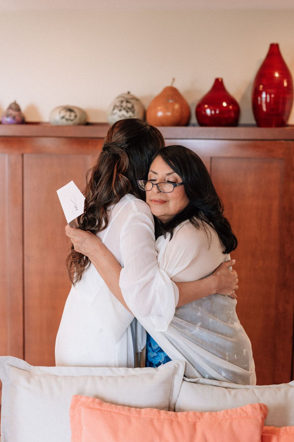 Malibu film photographer capturing a tender moment between the bride and her mother.