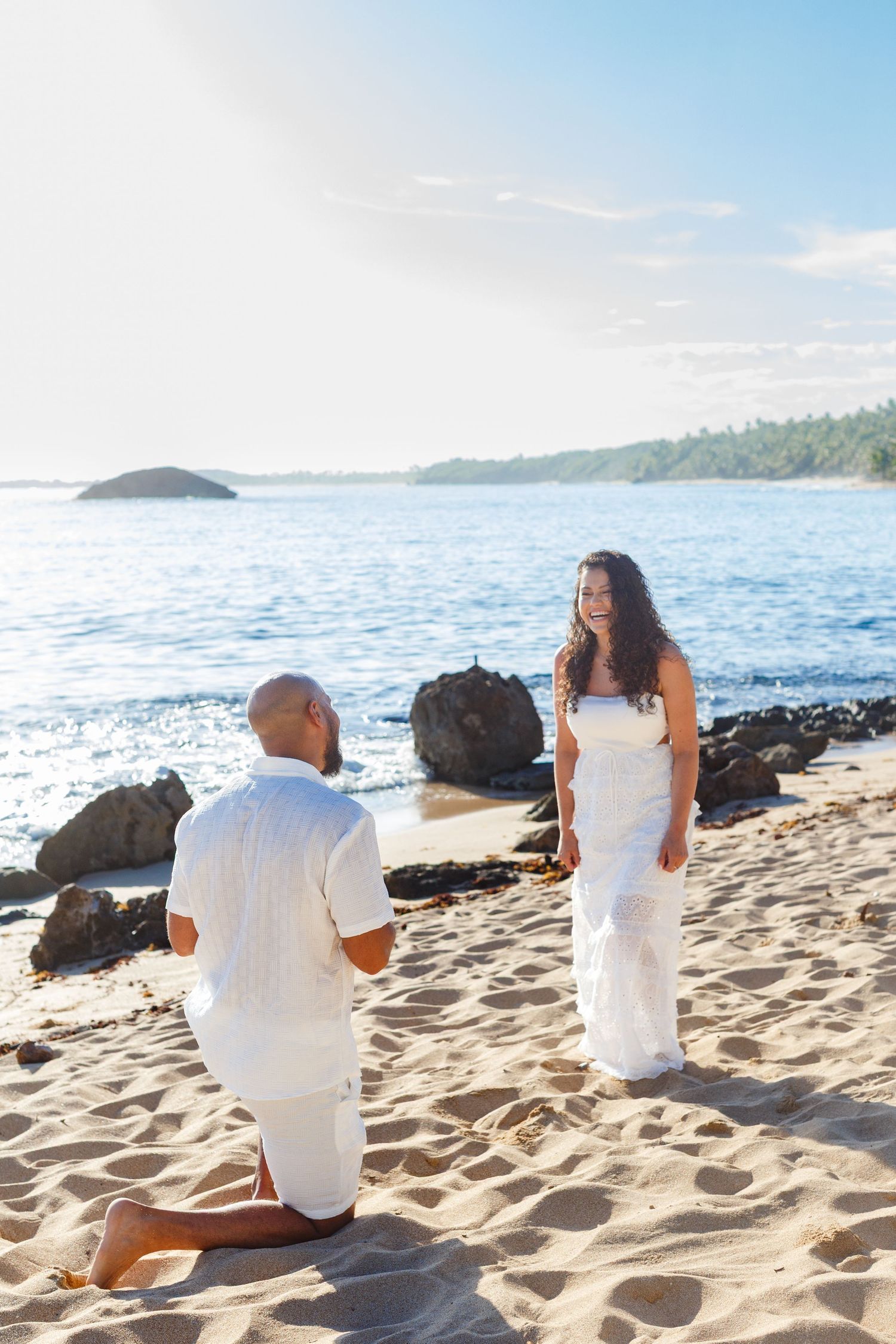 Marriage proposal on the beach. Playa Mar Chiquita, Puerto Rico.