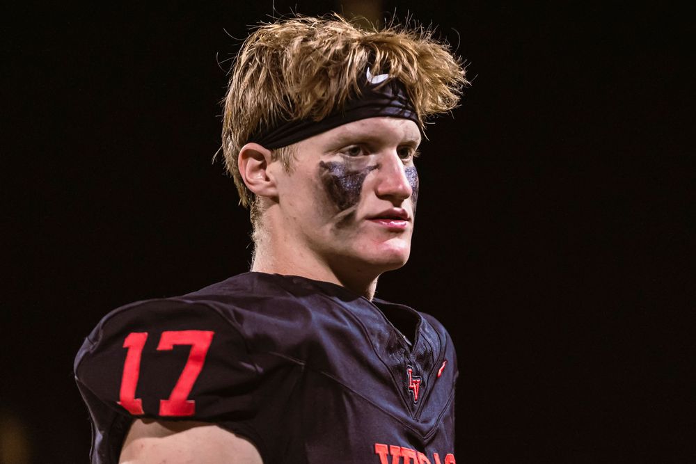 Football player looking off right frame