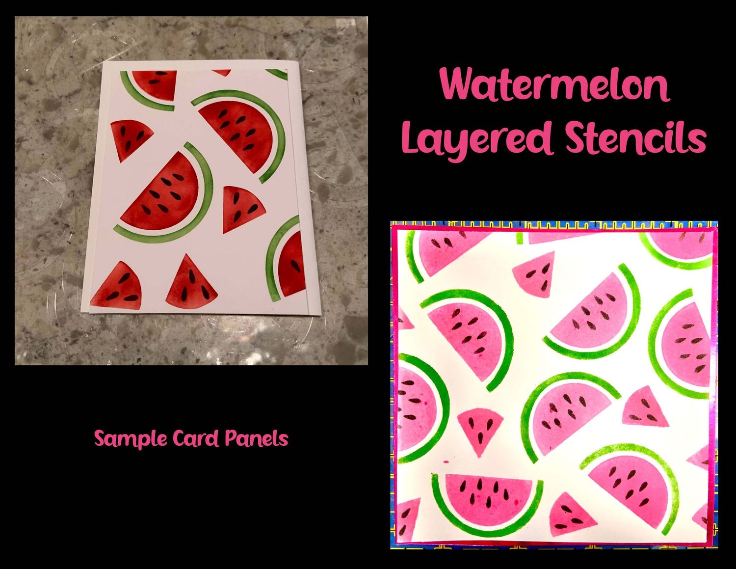 Watermelon slices two different card panels
