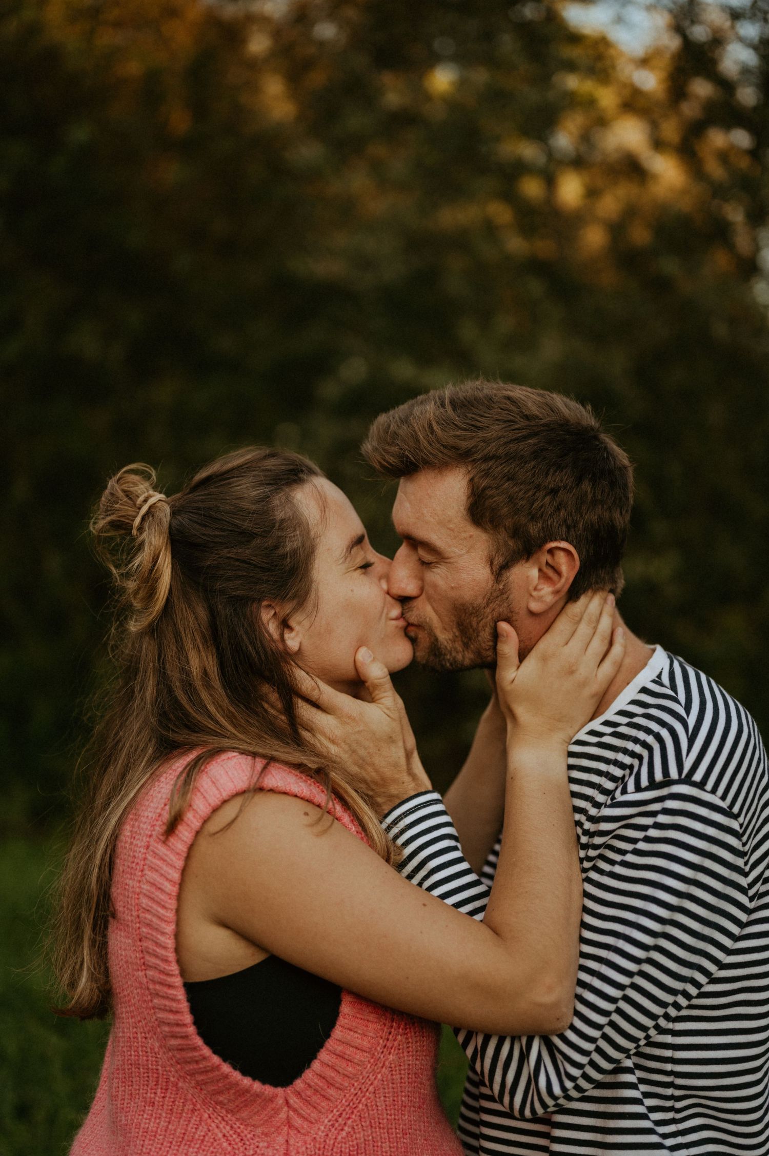 Intimate romantic moment captured in a series of sunset portraits.