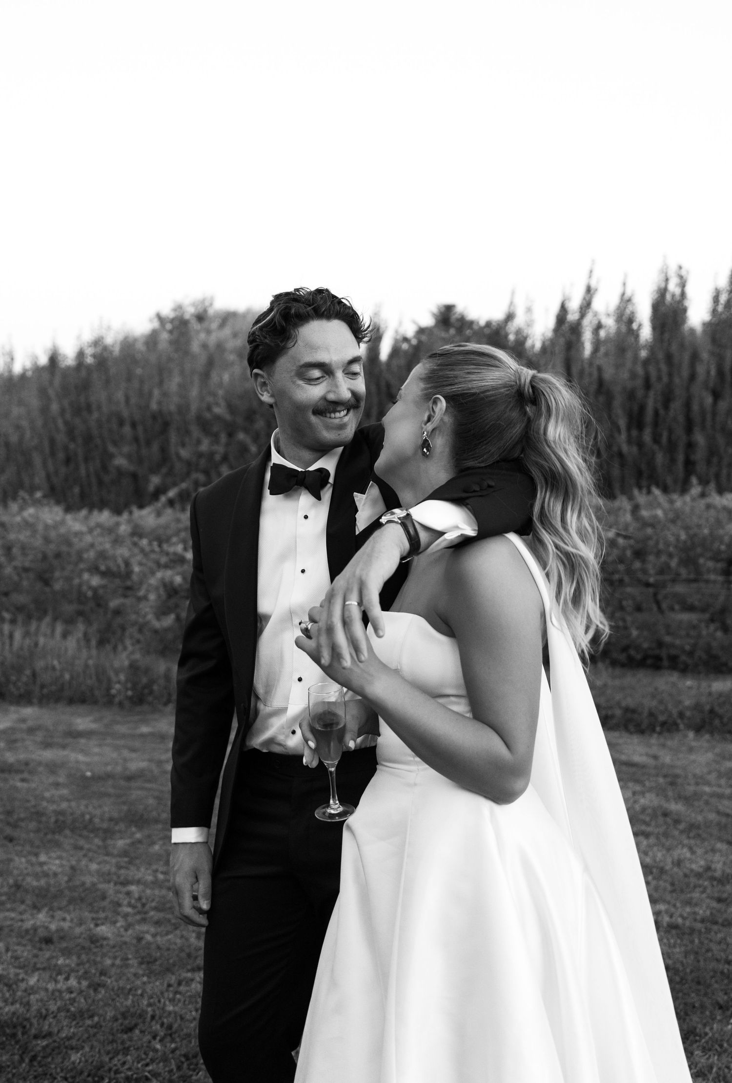 A modern editorial photo of a bride and groom on their wedding day taken by a Mornington Peninsula Wedding Photographer