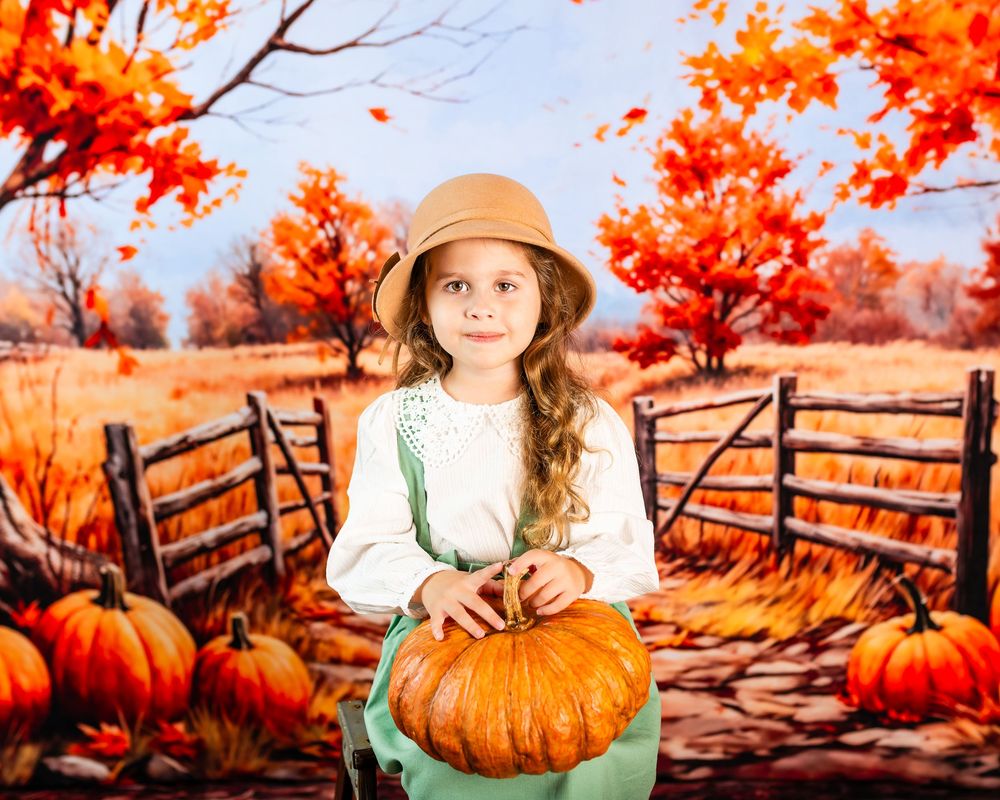 A collage of autumn scenes with orange pumpkins, fall foliage, and rustic wooden fences in warm golden light.