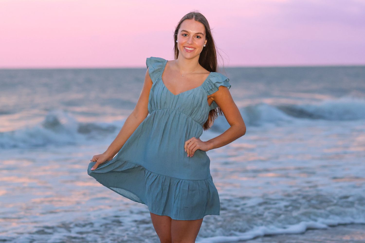 Oak Island, North Carolina Senior Beach sunset session