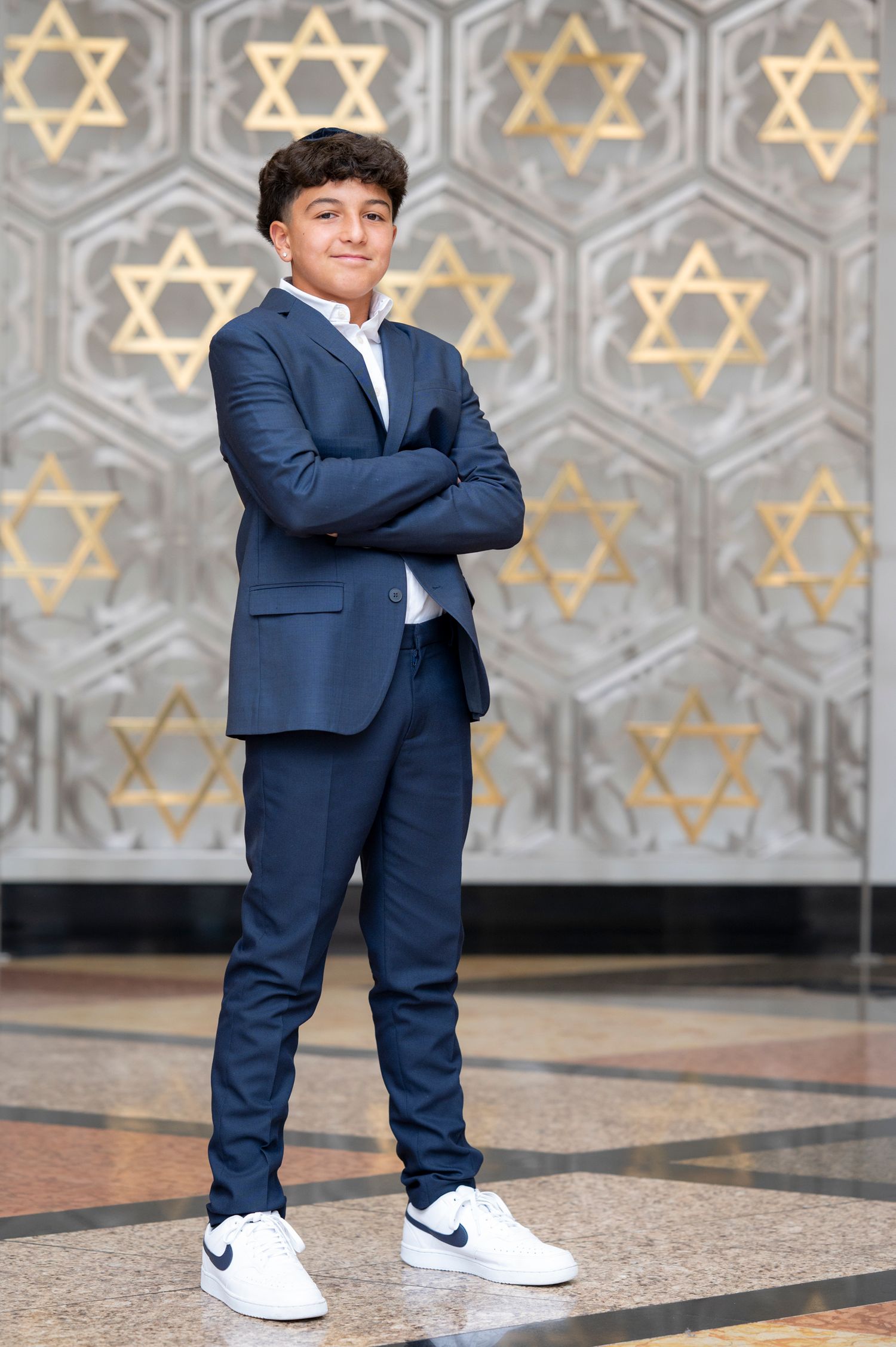Bar Mitzvah boy portrait at Kehila Centre synagogue in Toronto