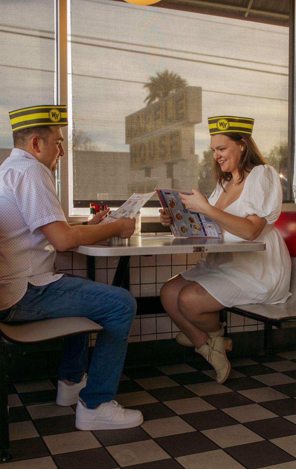 couple dining together at Waffle House in Tucson Arizona