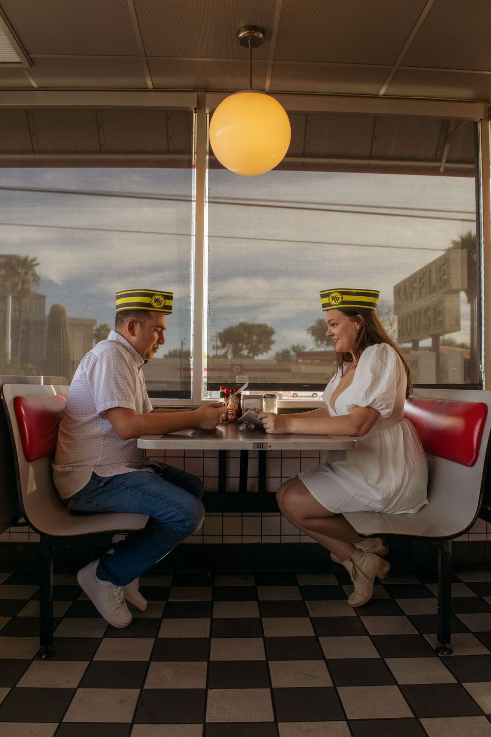 couple dining together at Waffle House in Tucson Arizona