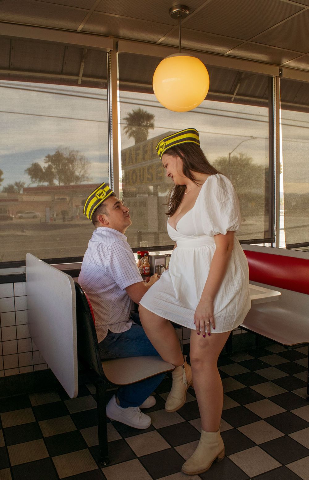 couple dining together at Waffle House in Tucson Arizona