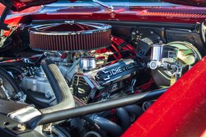 engine bay of classic car