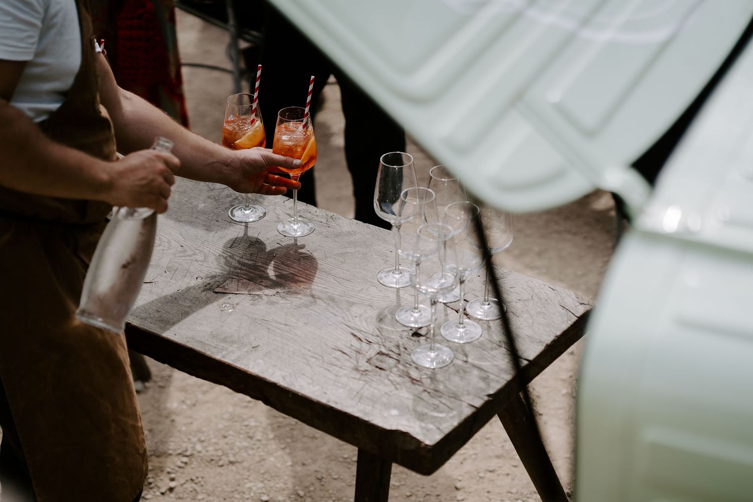 aperol spritz being served at yardspace old gore in cirencester