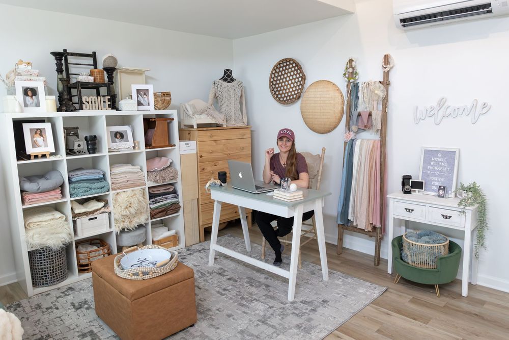 Collage of boho-style interior design photos showing neutral decor, rattan accents, and organized storage spaces.