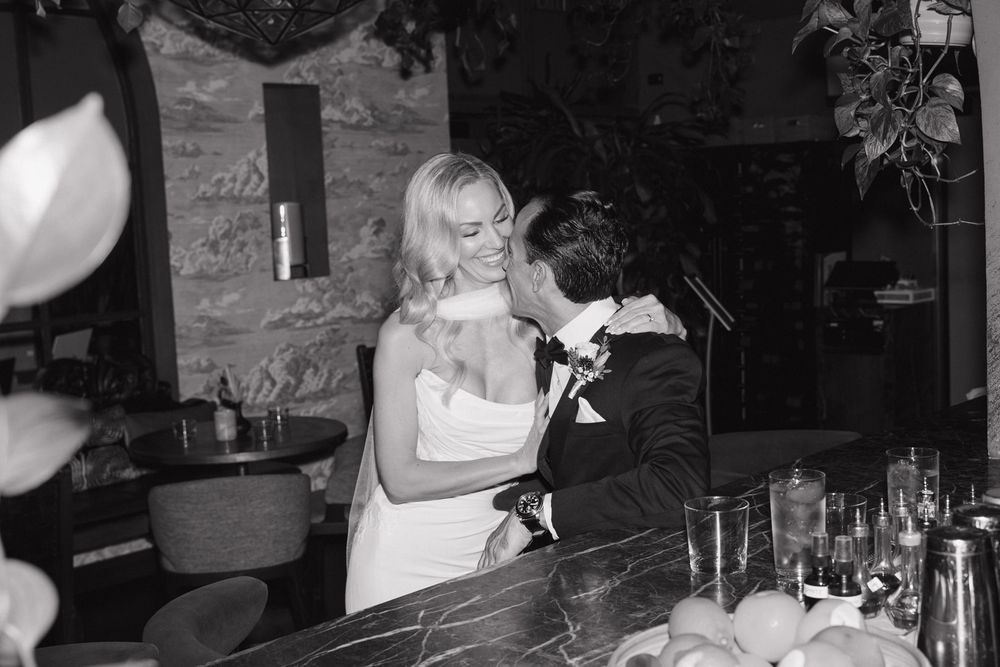 A collection of black and white photographs showing people socializing and drinking at what appears to be a bar or party.