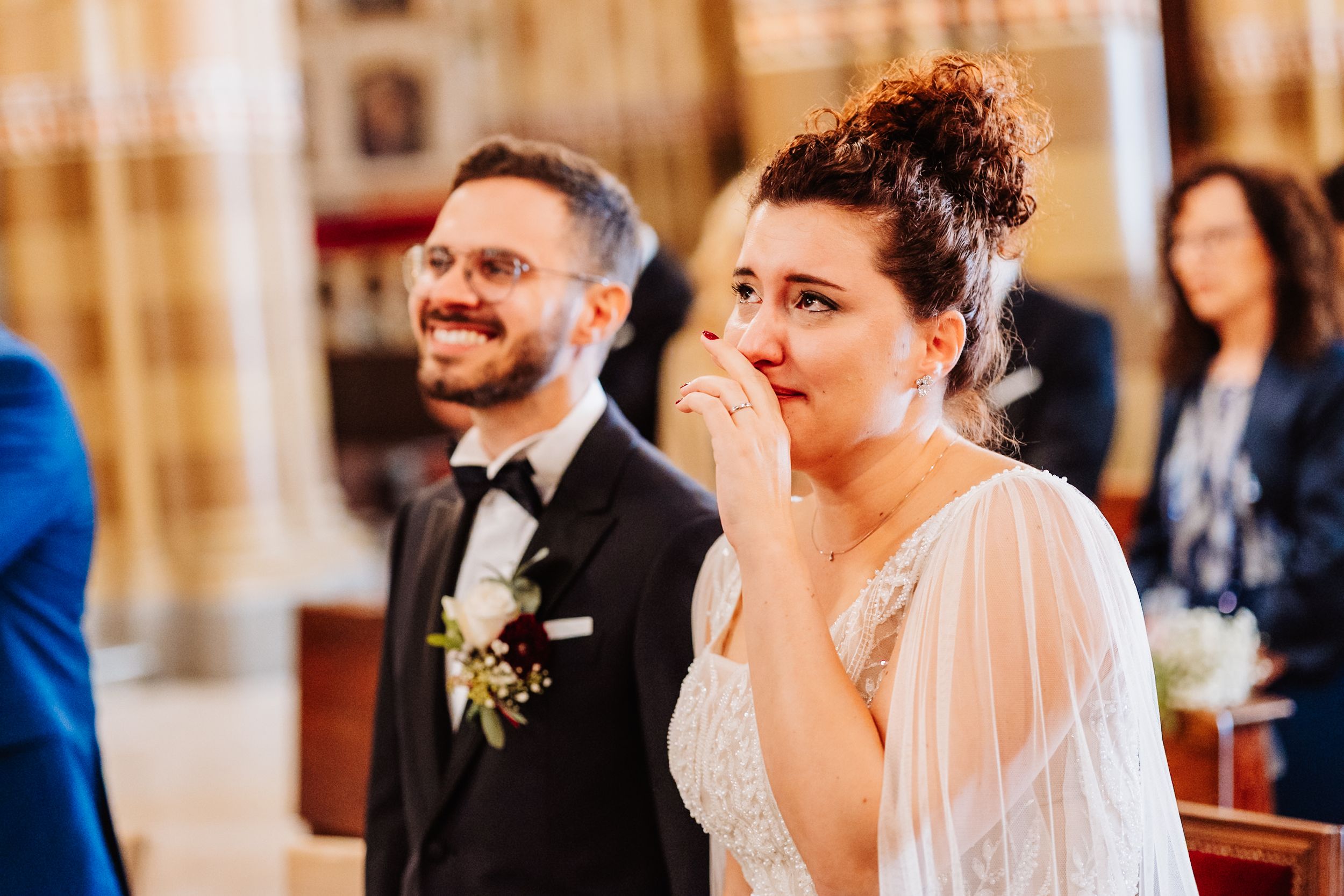 Wedding celebration scene showing joyful moments and interactions during the ceremony.