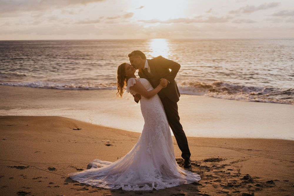 Prewedding couple photography in Bali with Virgin Beach sunset views