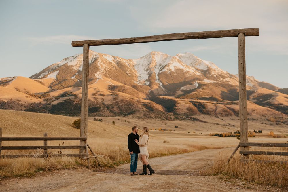 Elegant western attire worn by western couple in Pray, Montana captured by Montana Wedding Photographer near Livingston, Montana