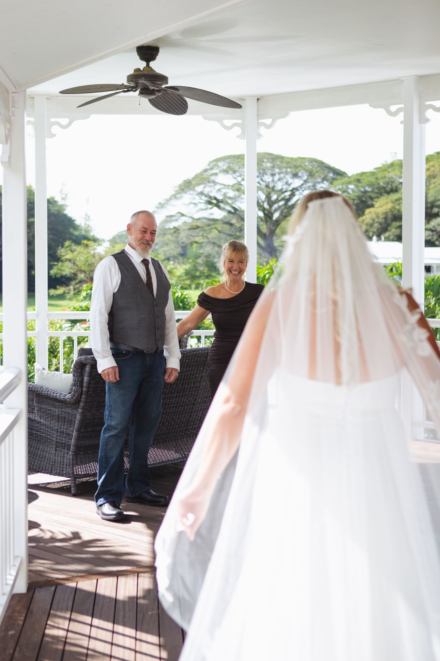 First look with parents at Port Douglas Country wedding