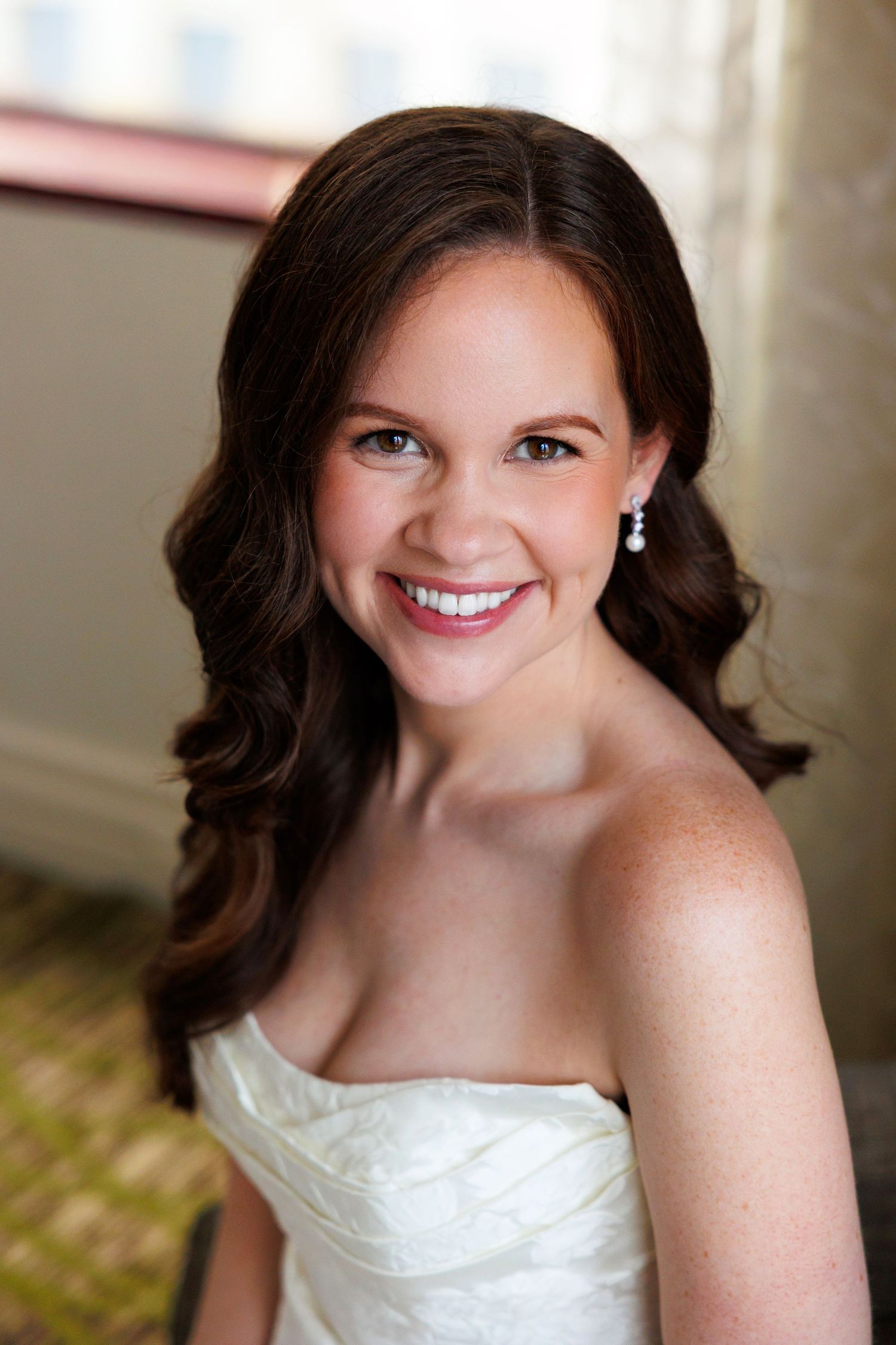 Bride on wedding day in downtown Cleveland.