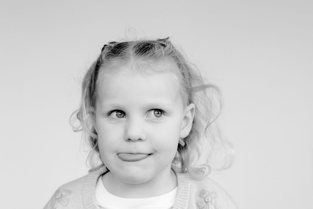 Black and white children’s portrait capturing personality and spirit at I Just Am Studio