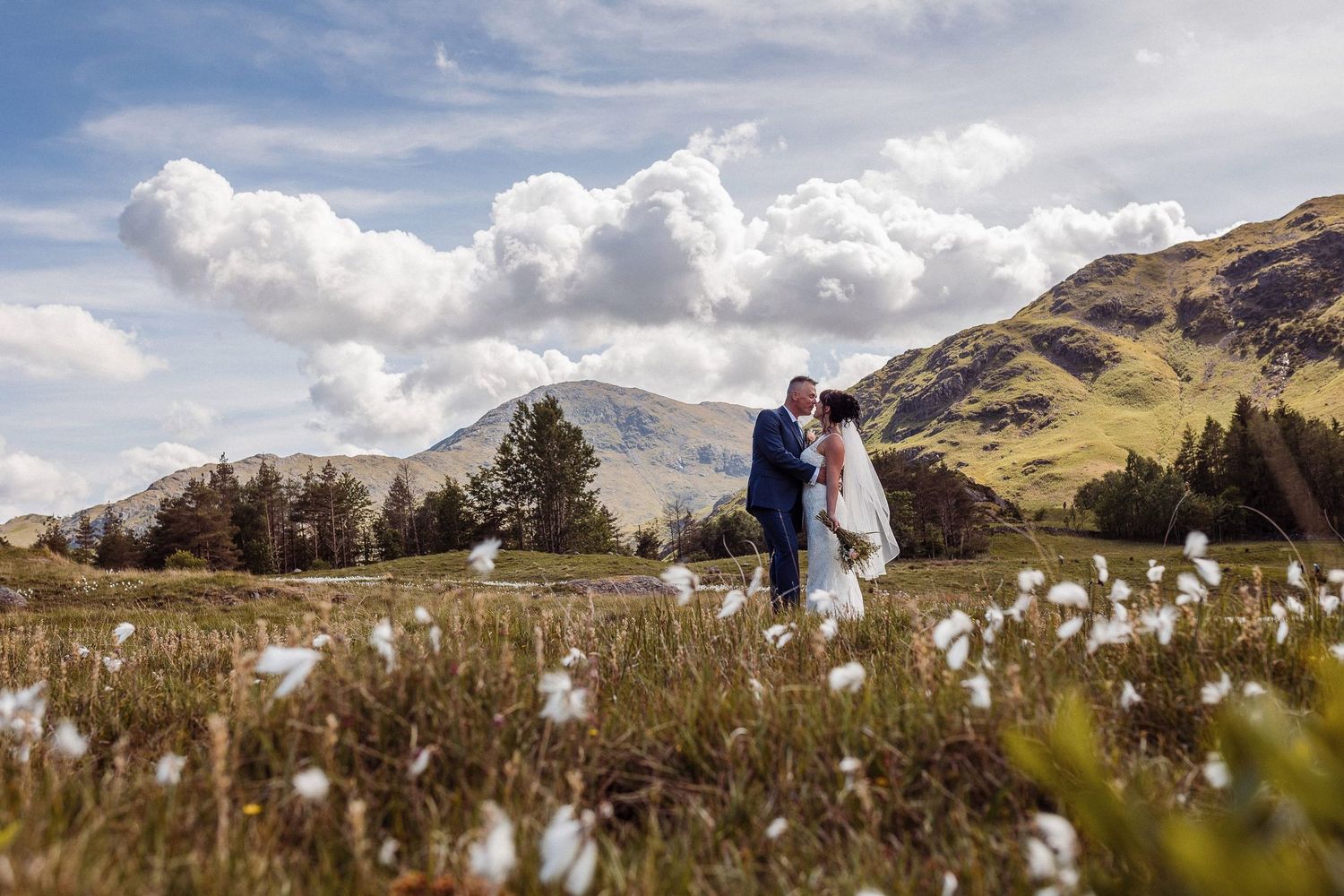 Relaxed Lake District wedding couple portrait