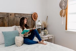 A collage of cozy bedroom scenes with soft pillows and natural light streaming through windows.