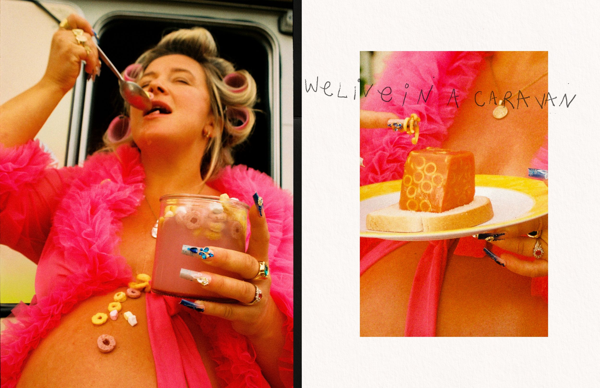 Collage of party scenes showing drinks, decorations and pink accessories at a celebration event.