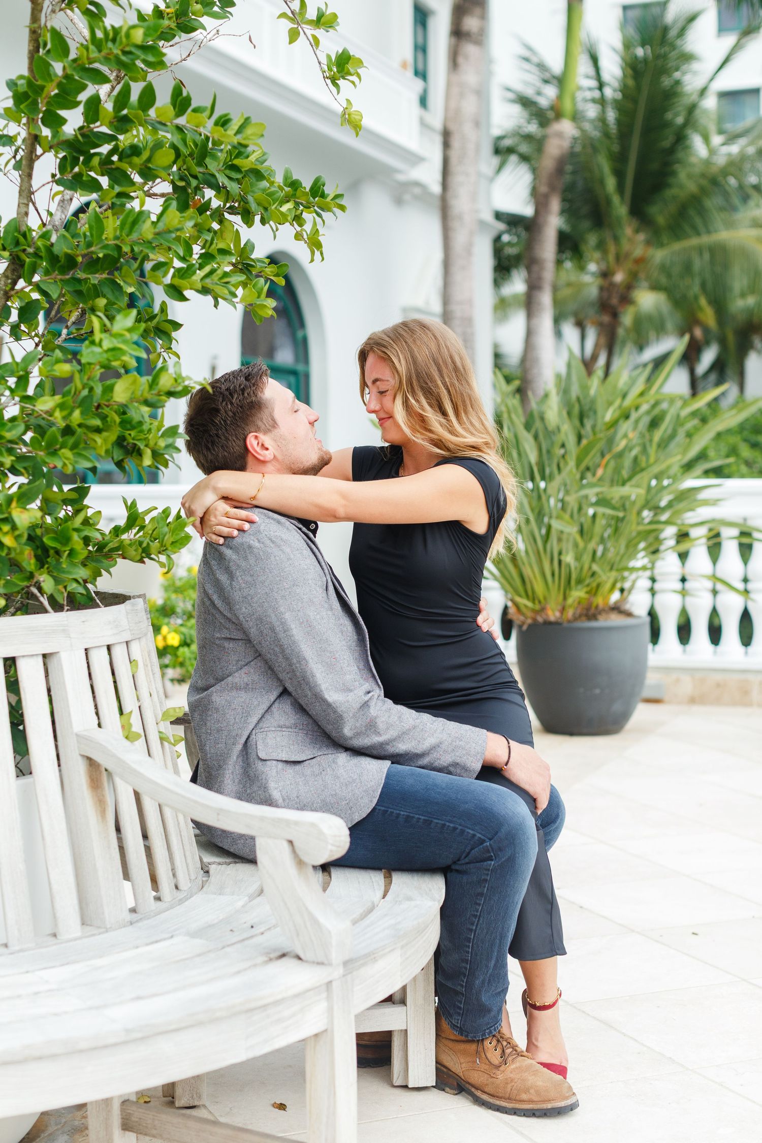 Couples portrait. Condado Vanderbilt Hotel in San Juan, Puerto Rico.