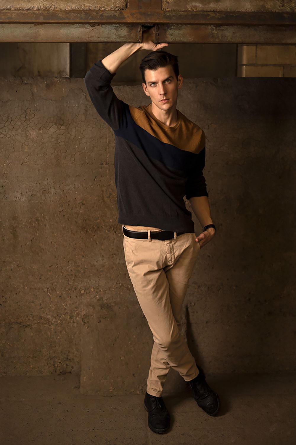 Portrait photography featuring a male model posing, created by commercial photographer Chris Z of Zeng Studio.