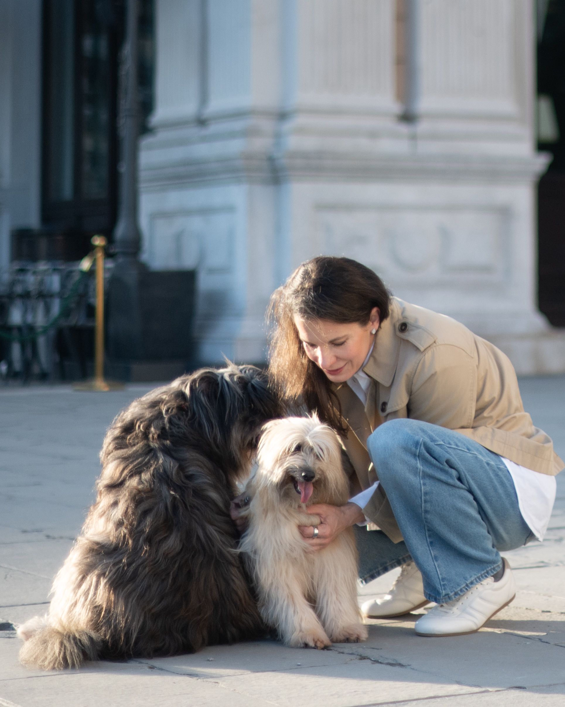 woman with her dog during a quiet photography session