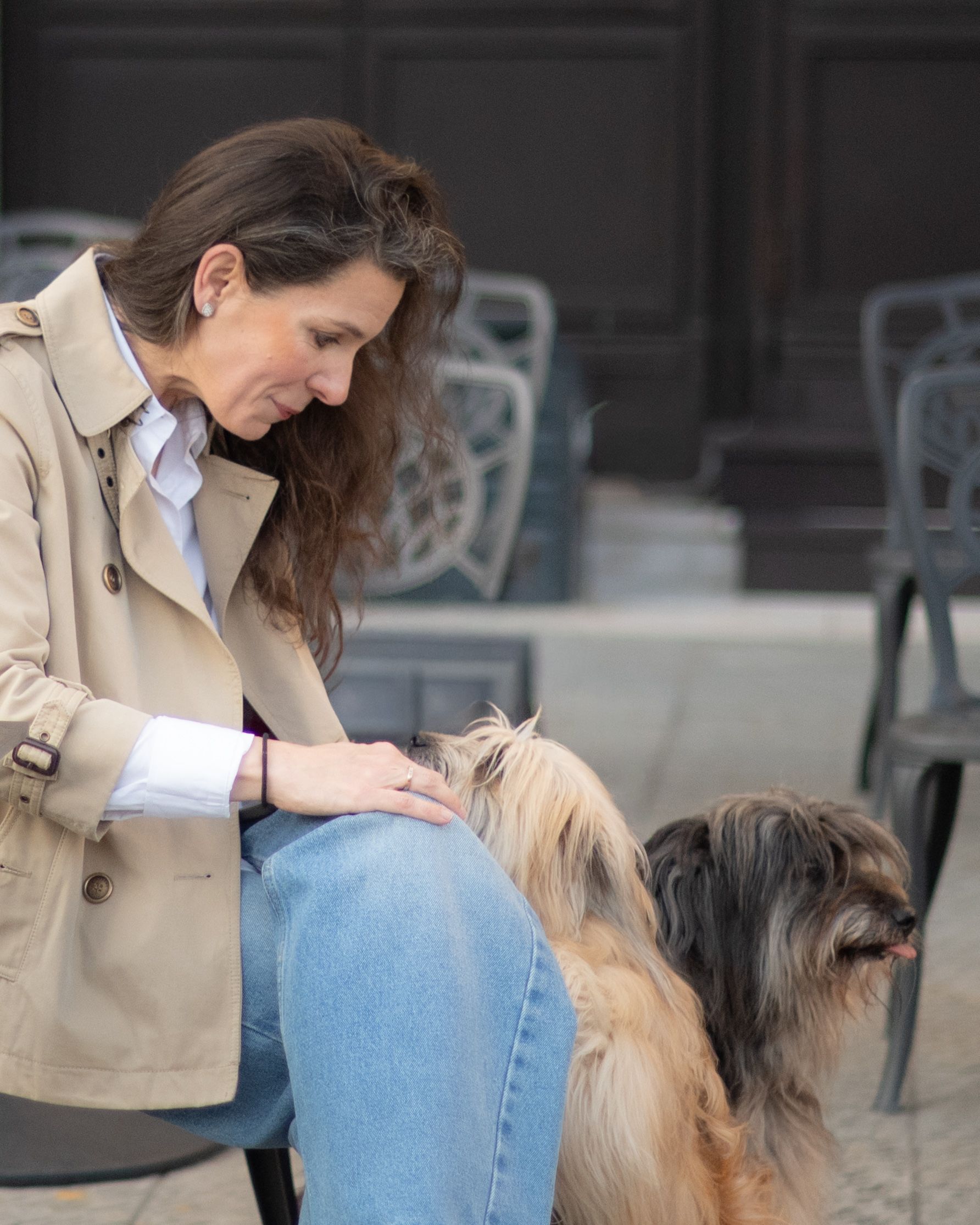 woman with her dog during a quiet photography session