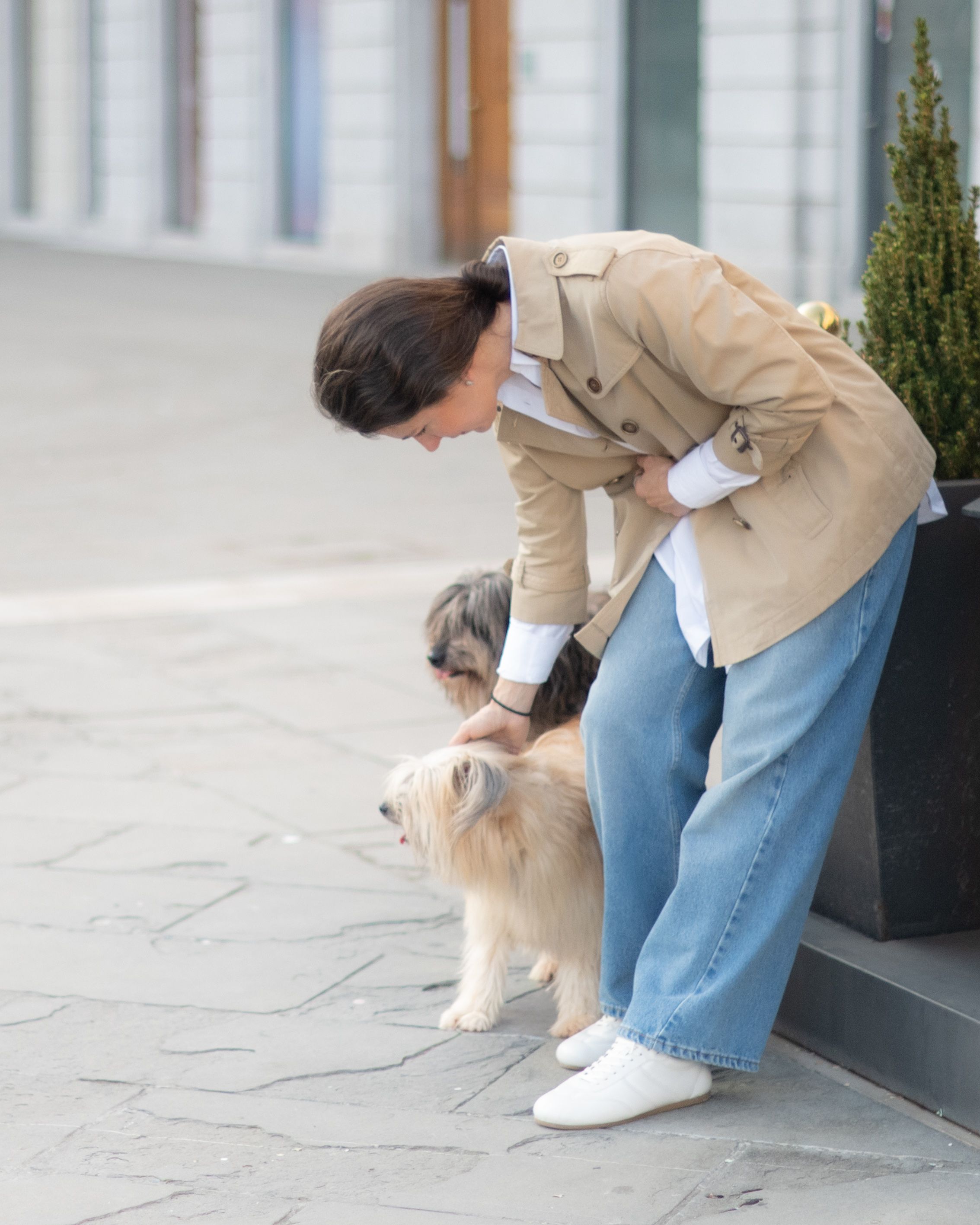 woman with her dog during a quiet photography session