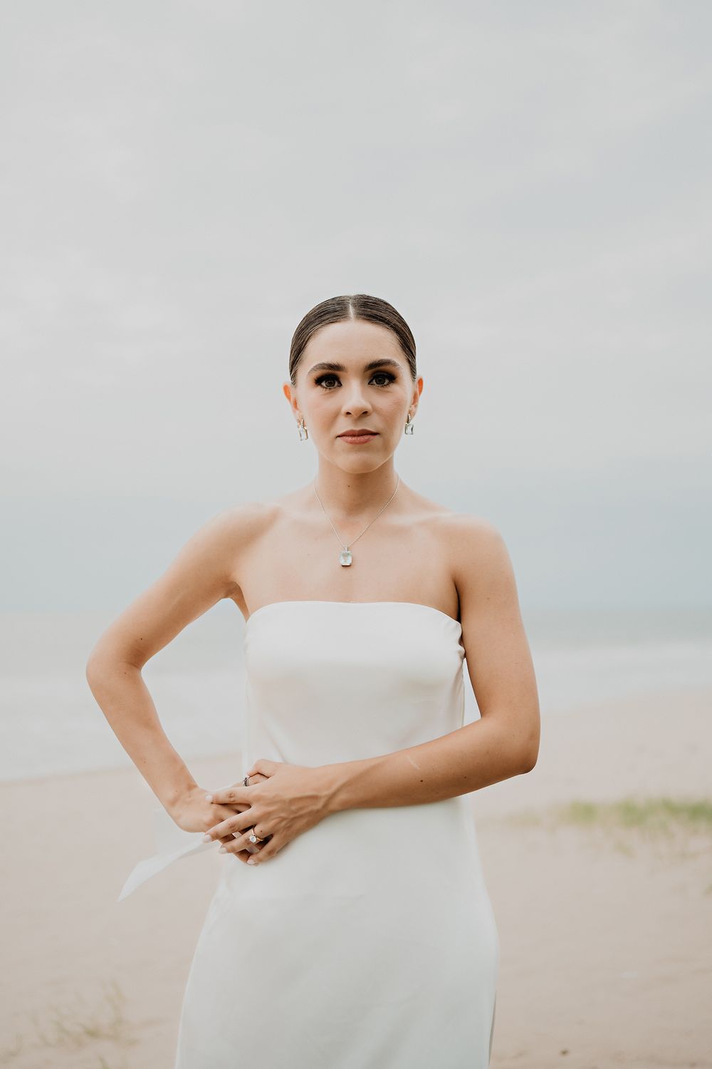 Bride striking an editorial pose, a confident look