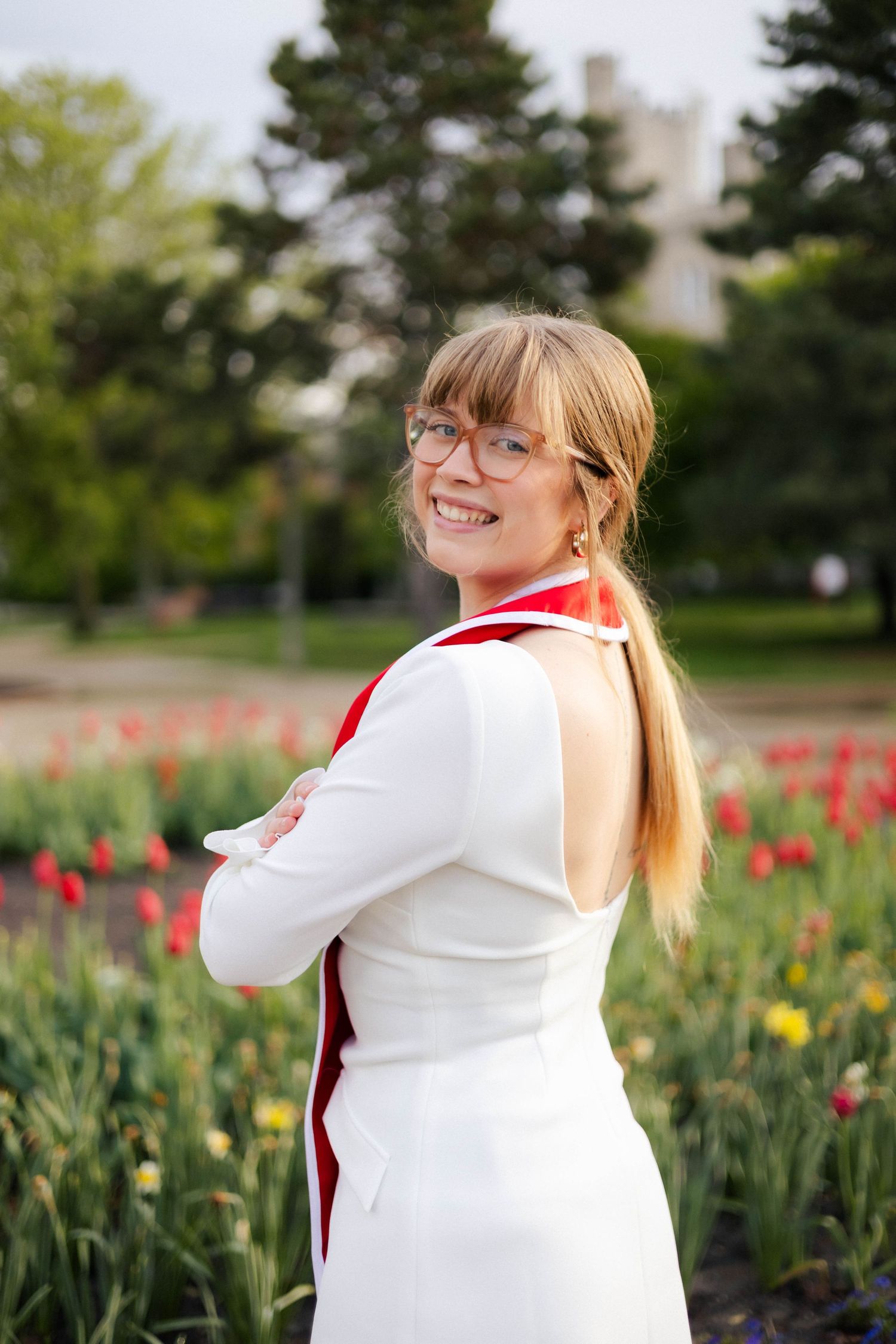 Spring outdoor college graduation photos at Illinois State University in Normal, Illinois
