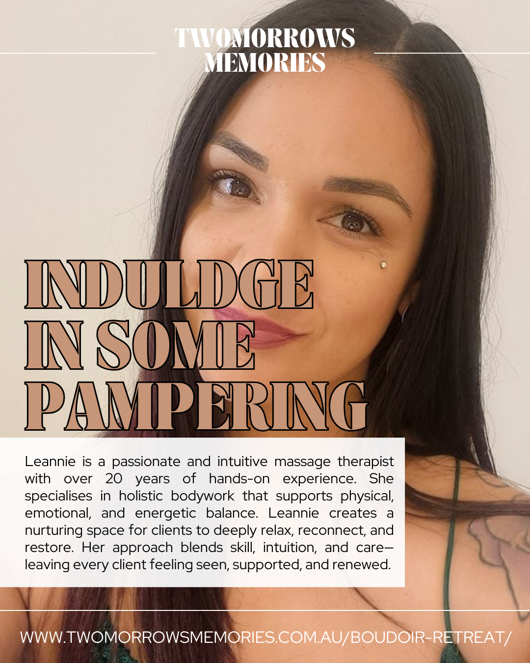 Elegant banner advertising indulgent pampering services and massage therapy.