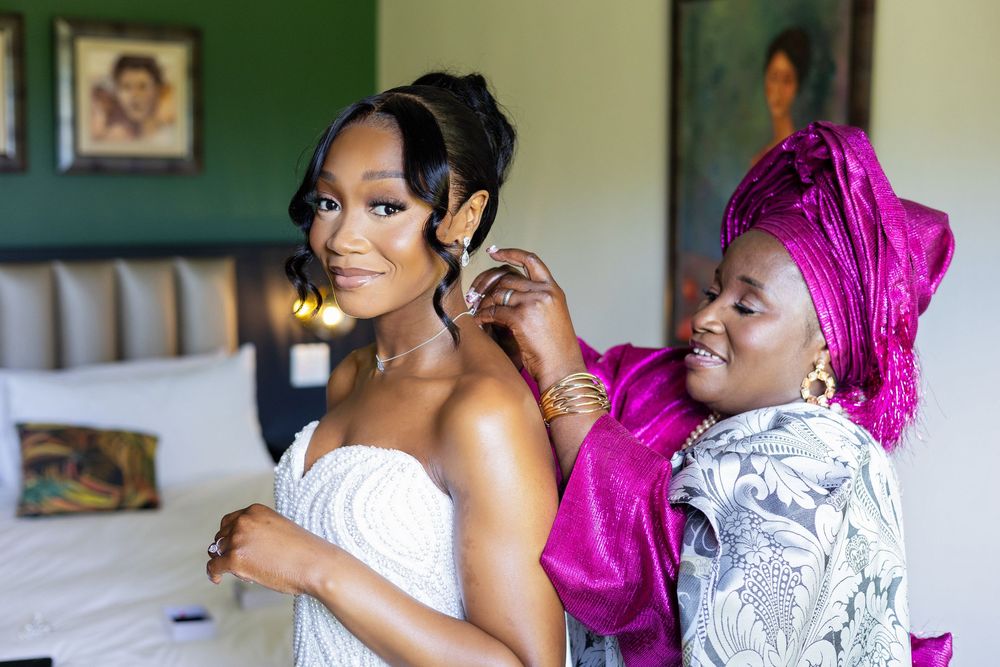 Getting ready for a wedding celebration with elegant bridal preparations and traditional attire.
