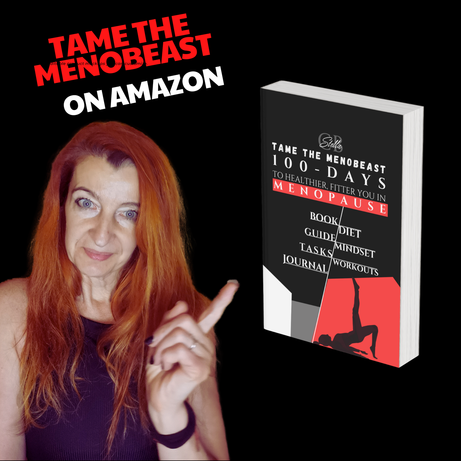 book tame the menobeast, book and journal, how to lose weight in menopause, and age backwards.