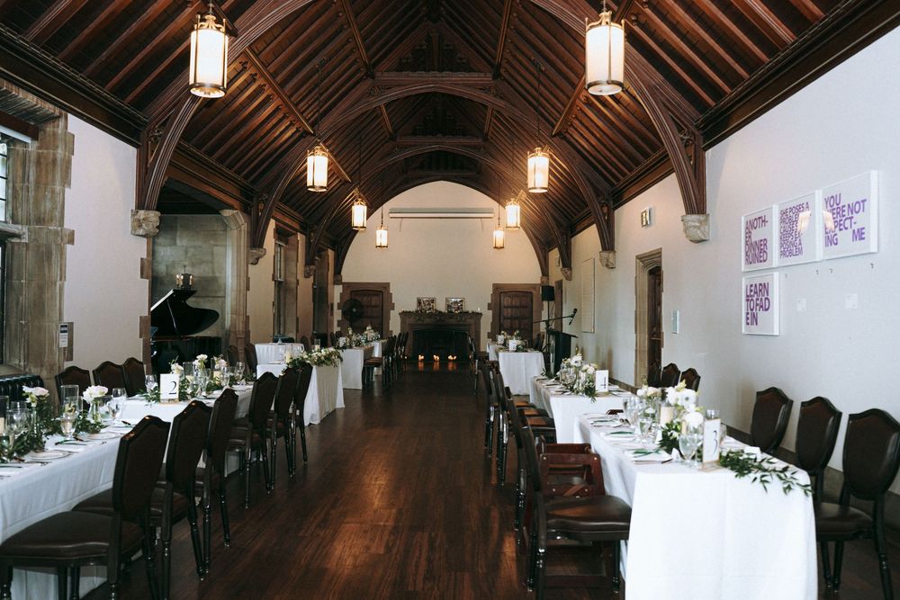 Elegant indoor wedding photography at Hart House in Toronto, capturing romantic moments.