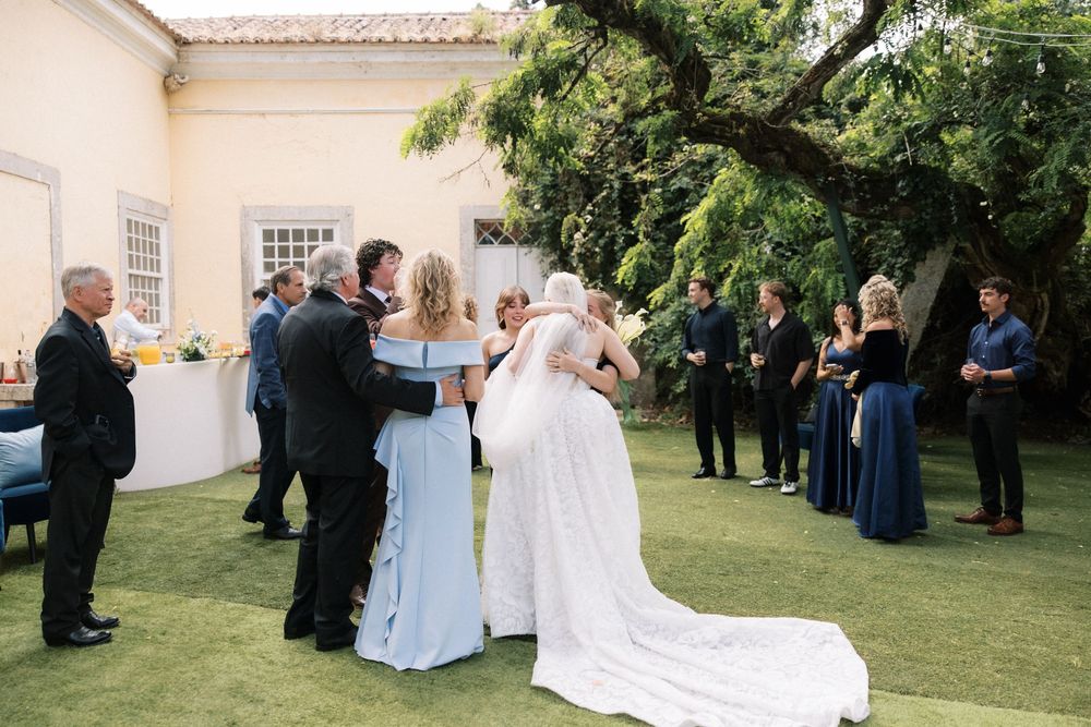 Guests celebrating with the newlyweds in Portugal