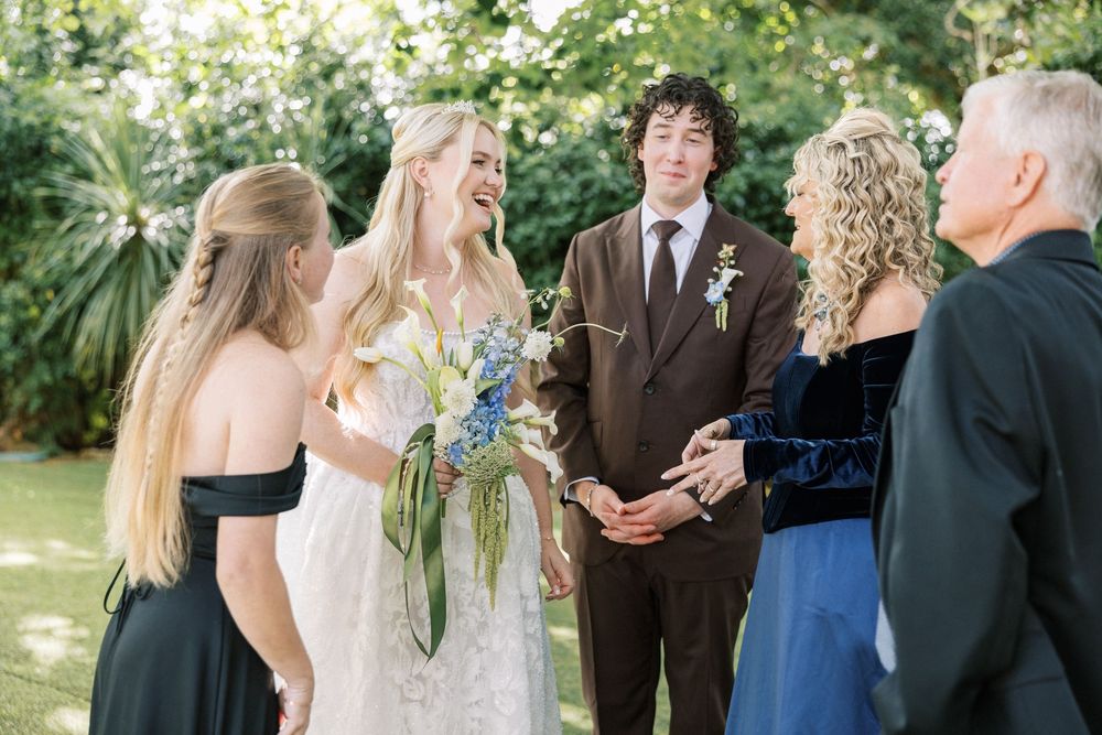 Candid wedding moments with family and friends in Portugal