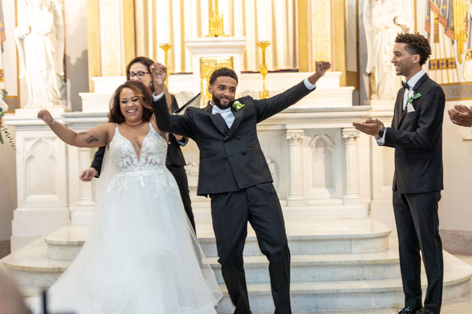 Luxury wedding photographers photographed this celebration down the aisle.