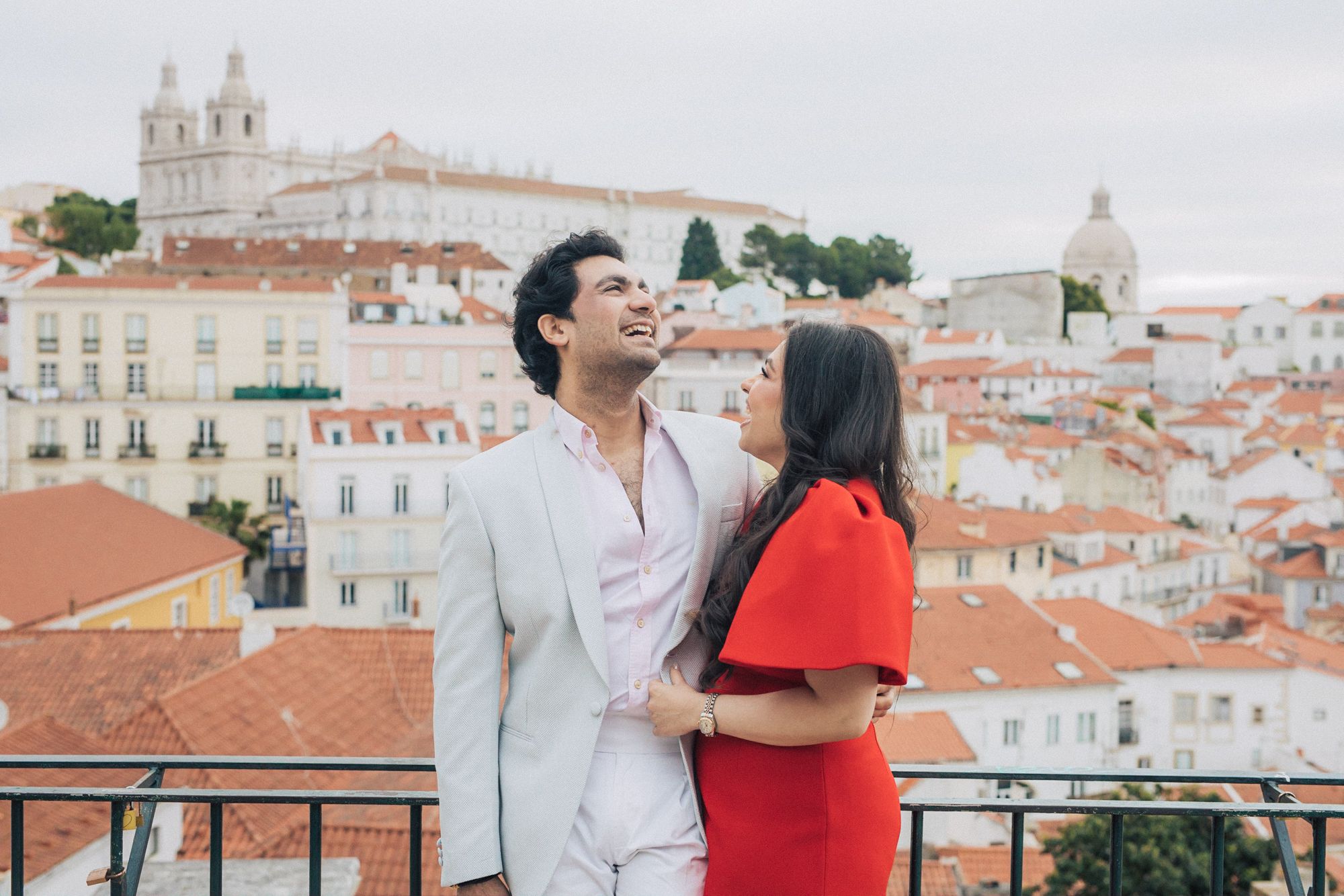 A fun photoshoot in Lisbon historic center during a Destination Indian Wedding in Portugal