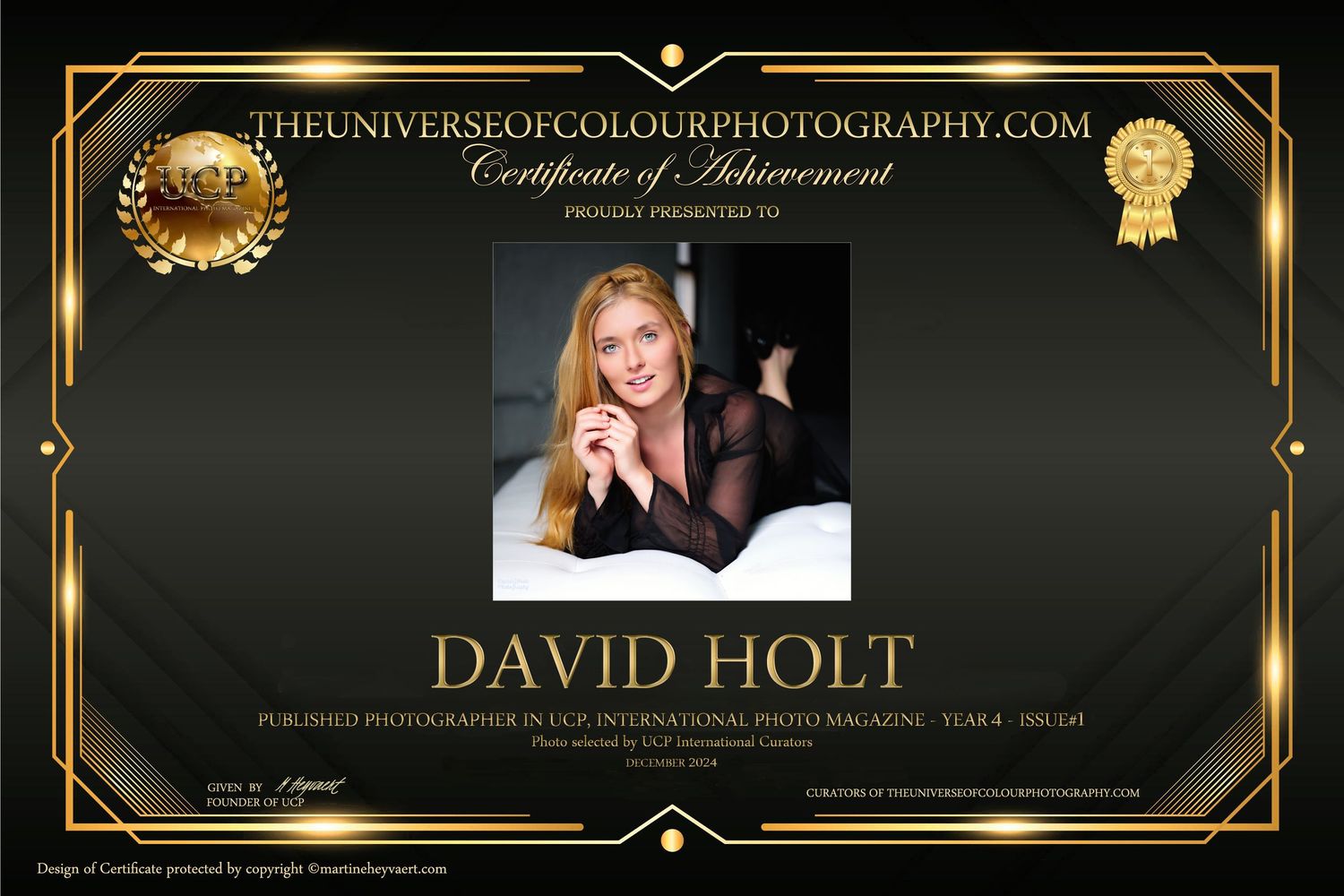 David G Holt Photography - Elegant black and gold photography banner design with ornate decorative elements.